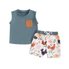 Toddler Baby Boy Farm Clothes Chicken Print Tank Top Chick Shorts Kids Outfits