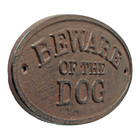 Beware Of The Dog Fence Sign Cast Iron Oval Plaque Rustic Finish Heavy Duty 6 5 