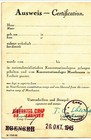  Wwii Mauthausen Concentration Camp Internee Identification Card October 1945