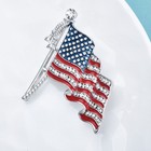 2pc American Flag Brooch Set Gold   Silver Rhinestone Patriotic Usa Pin Jewelry
