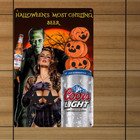 Coors Light Beer Tin Metal Sign Halloween Frankenstein Bar Man Cave Wall Decor