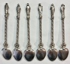Six Antique Silver Apostle Spoons  Italy  5 In   Cast Figural Finials Of Saints