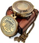 Engraved Brass Pocket Compass To My Son Gift Vintage Nautical Leather Case Gift