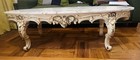 Antique Victorian Marble Top Oval Accent Table With Ornate Carvings 1900-1919
