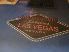 Vintage Las Vegas Nevada Poker Table Blue Felt Top  Chip Holder  Detachable Base