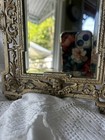 Antique Victorian Vanity Dressing Tabletop Mirror chippy Cream Color beveled htf