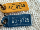 Vintage 1965 1966 Maryland  Dav Keychain License Plate Tags   Dav