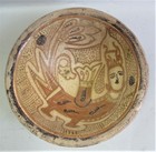 Fine 19th C  Persian Islamic Art Pottery Bowl  Bi-morphic Man   Middle Eastern