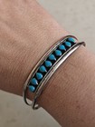 Vintage Southwestern Navajo Style Cuff Bracelet Sterling Silver Turquoise 
