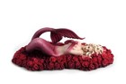 Red Mermaid Statue Sculpture Figurine - Floating In Sea Of Roses Art Decor