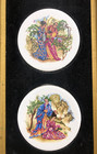 Vintage Staffordshire Ceramics On Black Velvet Framed Oriental Wall Hanging