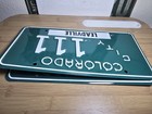 Colorado City 111 Leadville License Plates Pair Green Embossed Collectible