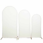 3 Ivory Matte Fitted Spandex Round Top Arch Backdrop Stand Covers Set Events