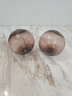 Pair Vtg Purple Japanese Hand Blown Glass Fishing Net Float Ball Globe Buoy 2 5 