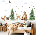 Wall Decals Woodland Animal For Nursery  Baby Boy Girl Forest Theme Peel And Sti