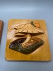 Vintage Lot Of 2 Mushroom Plaques Kitchen Wall Decor 5 x 5  1960s