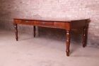 Antique French Provincial Elm Wood Harvest Farm Table With Drawers  Circa 1900