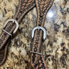 Basket Weave Tooled Spur Straps Western Leather