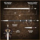  ranger Strider Sword Replica 44      Stainless Steel Blade With Scabbard   Mount 