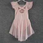 Ballet Leotard Dress Girls Child L Pink Cotton Skirt Flutter Sleeve Crisscross B