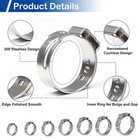 100 260x High Pressure Fuel Hose Clamps Stepless Stainless Steel Single Ear Clip