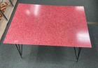 Vintage Mid Century Mode Coffee side Table Great Legs Red Formica Marble Finish