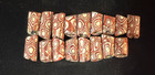 Authentic Antique 19thc Venetian Red Skunk Chevron Slices Diagonal Cuts 17pc 