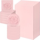 18 Pcs Rubber Stamp Carving Blocks Linoleum Blocks 4 x6  And 2 x2  Round Pink