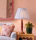 Set Of 2 Pleated Lamp Shades 5 5  X 10  X 7  Light Blue White Striped Fabric