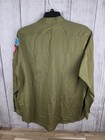 Vintage 1970s Boy Scout Bsa Patched Shirt Olive Green Mens Size 17 1 2 Long
