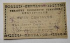 1943 Philippine Guerrilla Ww2 Free Samar 50 Centavos Note