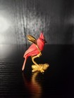Boehm Red Cardinal On Gilded Branch Bird Figurine Porcelain Bronze Miniature 2 5