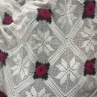 Crochet Afghan Throw Blanket 3d Pink Rose Flower Granny Square Acrylic 56x40