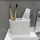 Toothbrush Holder Toothpaste Organizer Bathroom Countertop Caddy Modern Ribbed