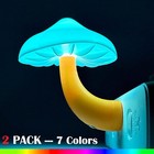 2   Mushroom Led Night Lights Romantic Light Sensor Plug-in Wall Lamps 7 Color Us