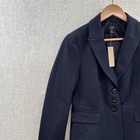 New J Crew Structured Peplum Blazer Womens 6 Blue Navy Bi-stretch Cotton L7634