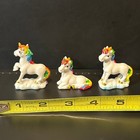 Vintage Rainbow Unicorn Figurines Set Of 3 Resin Miniature Gold Horn Decor