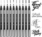 Calligraphy Pen Set Black Archival Ink 10 Sizes Drawing Writing Scrapbooking Art