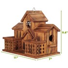 3 Room Wooden Birdhouse With Feeder Garden Outdoor Hanging Bird Nest Box Pine
