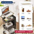 3 Tier Metal Utility Rolling Cart With Table Top And Side Bags  Tray Storage Org