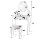5- Drawer Makeup Desk Vanity Dressing Table Set W  Oval Mirror And Stool White