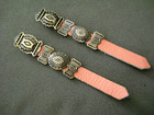 Southwestern Sterling Silver Concho Belt Light Pink Leather Drop Post Earrings