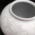 Vintage Korean Celadon Large Ceramic Vase Floral Motif