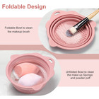 Foldable Silicone Makeup Brush Cleaner Bowl -  Portable Cleaning Tool For Brushe