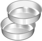 8 Inch Cake Pan Set Of 2  Stainless Steel Round Layer Cake Baking Pans Tins     