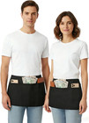 Waist Apron With 3 Pockets - Black Waitress Waiter Server Short Aprons