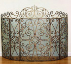 Antique Gold Iron Fireplace Fire Screen French Scroll Old World  5 Panel   62 w