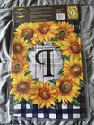 New Garden Flag Sunflower Wreath Monogram P 12 5 X 18