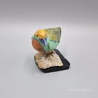 Vintage Stone   Mineral Hand Carved Bird Statue Figurine On Stone Quartz Stand