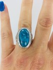 Genuine 10 Ct Kingman Turquoise   Natural White Zircon Silver Ring Size 7 5    2
